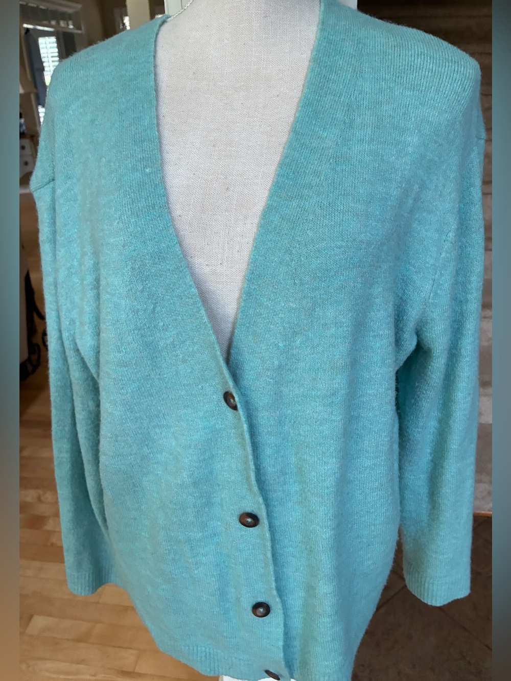 Old Navy Turquoise Button-Front V-Neck Cardigan